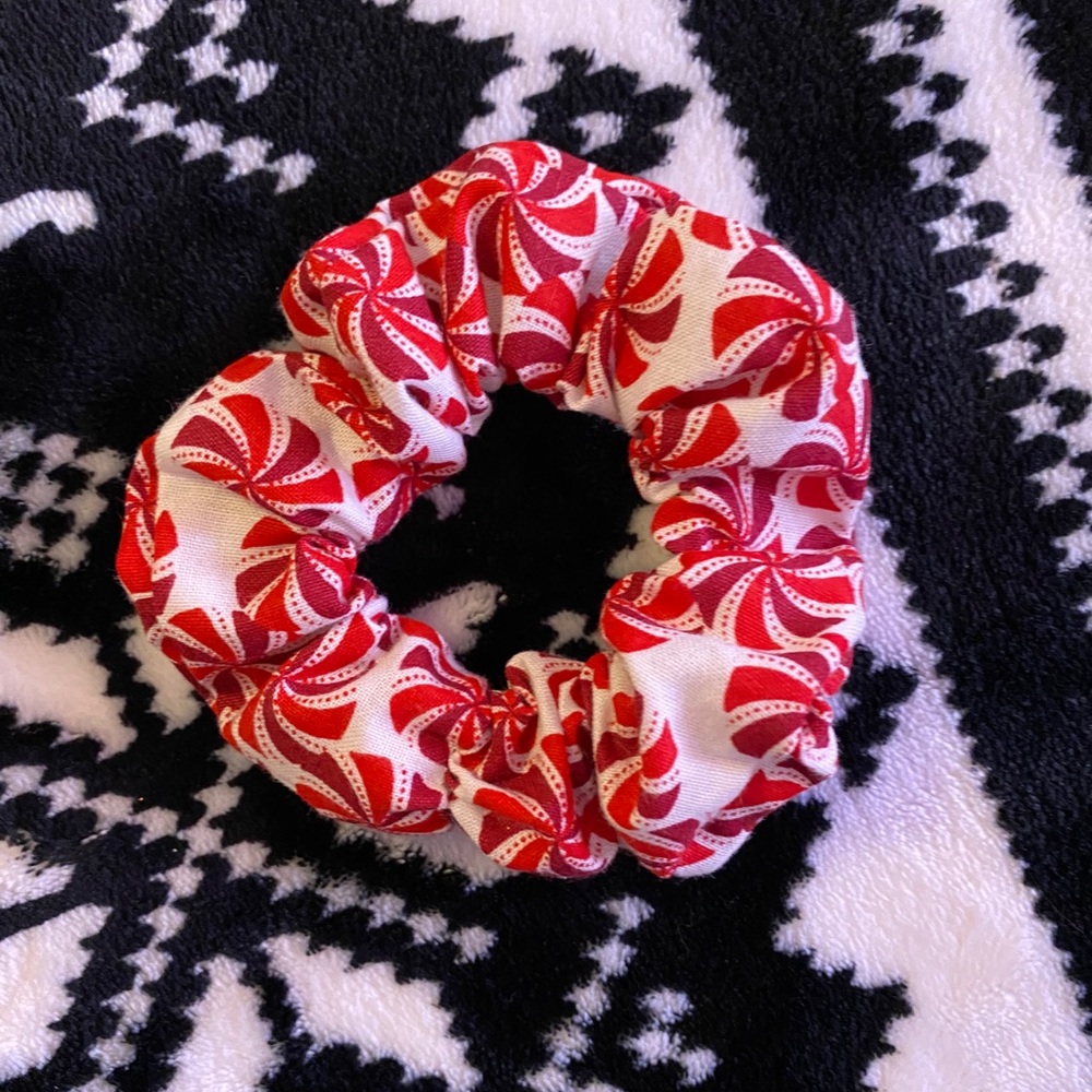 Handmade peppermint candy scrunchie
